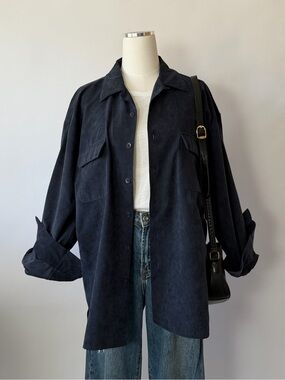 Bruno button-up shirt navy size large.